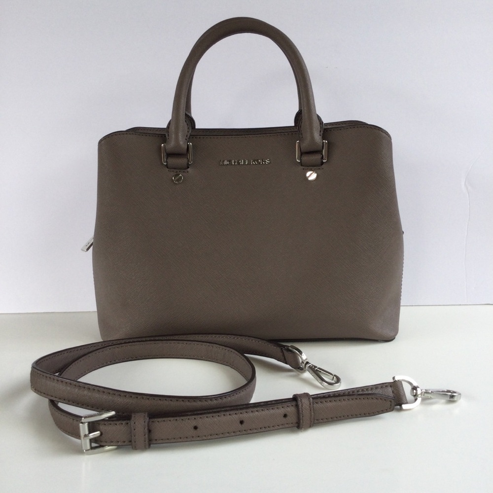 Michael Kors Savannah Satchel Leather Tote Crossbody Shoulder Purse Bag Strap